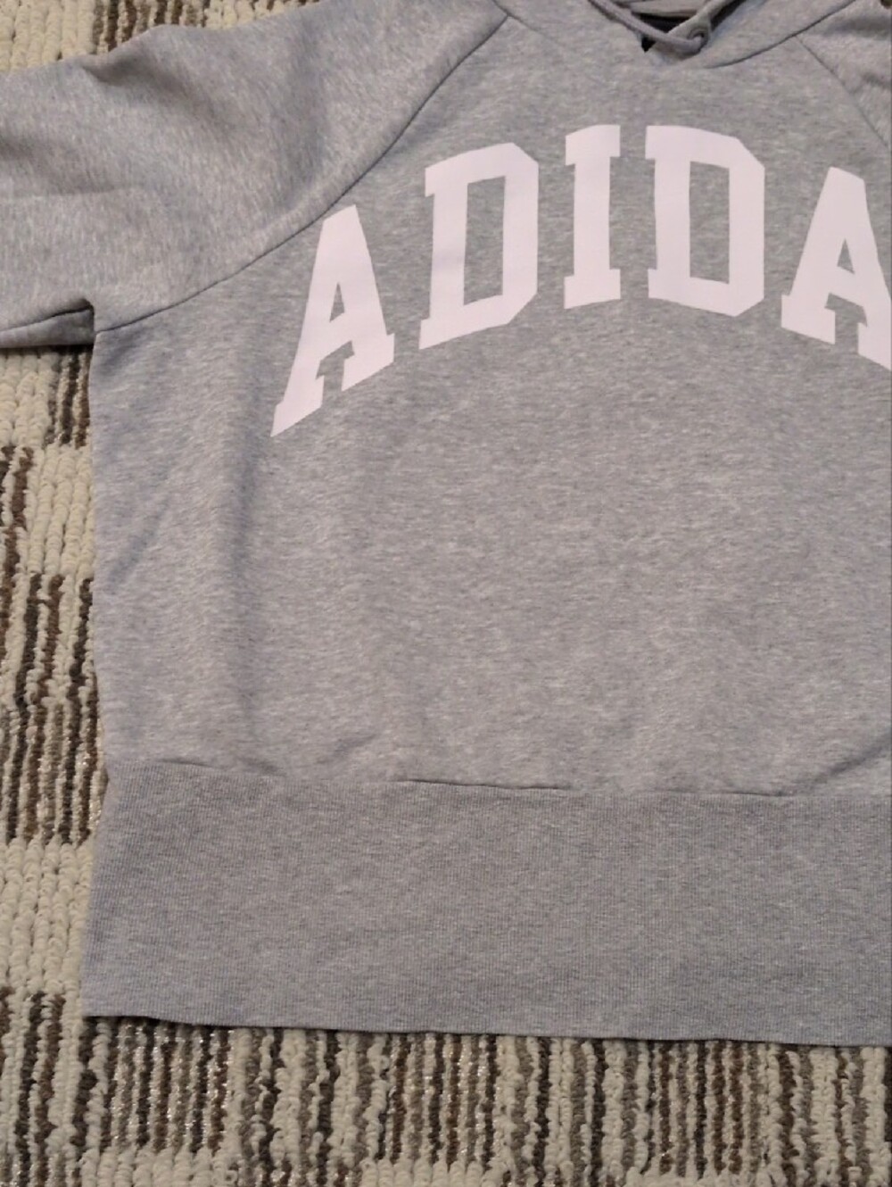 adidas Grey Cropped Pullover Hoodie with White Logo - Picture 4 of 9